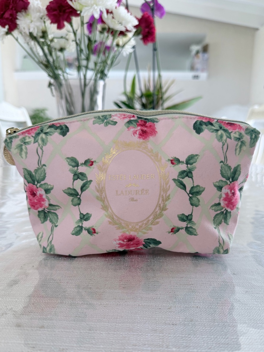 Estée Lauder Pink Floral Cosmetic Pouch